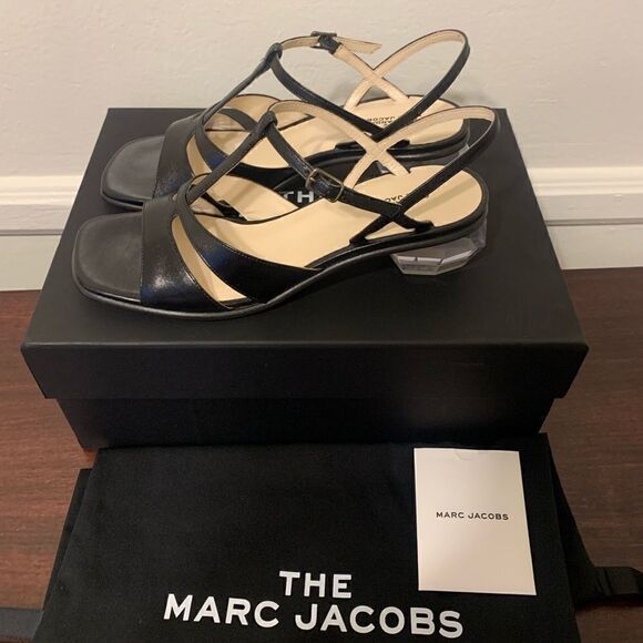 Marc Jacob the gem heel leather t stripe sandal  Size US6,5-7; size EU 37, NWT - Picture 4 of 13